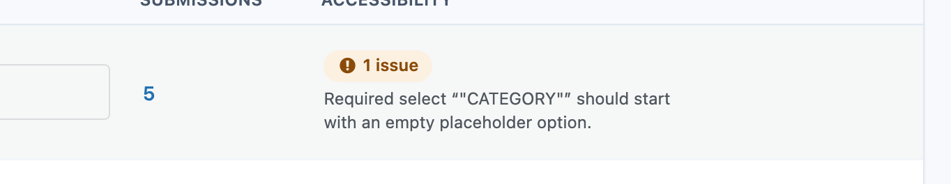 The auditor flagged a real issue on one of my live forms: "Required select 'CATEGORY' should start with an empty placeholder option