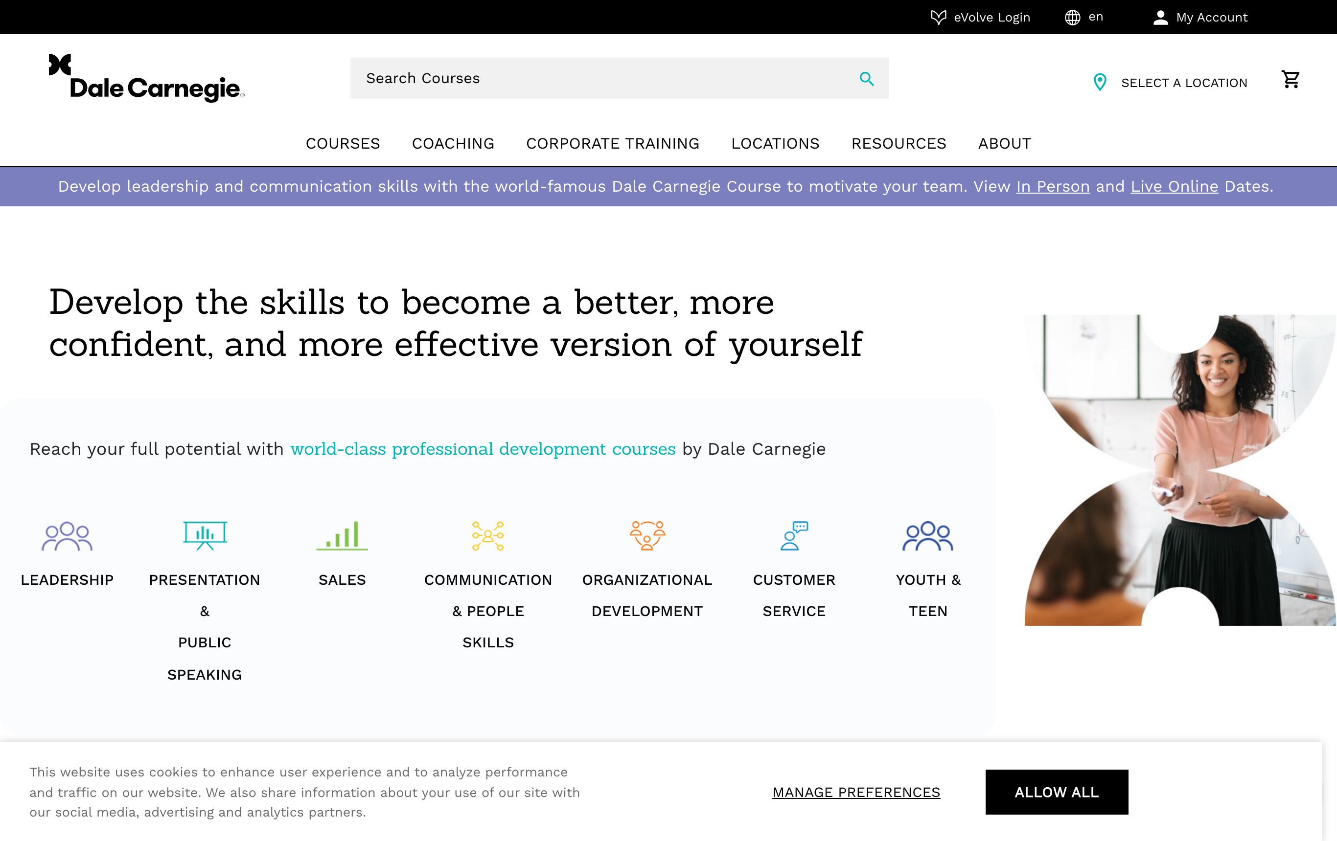 Dale Carnegie professional development and leadership courses homepage