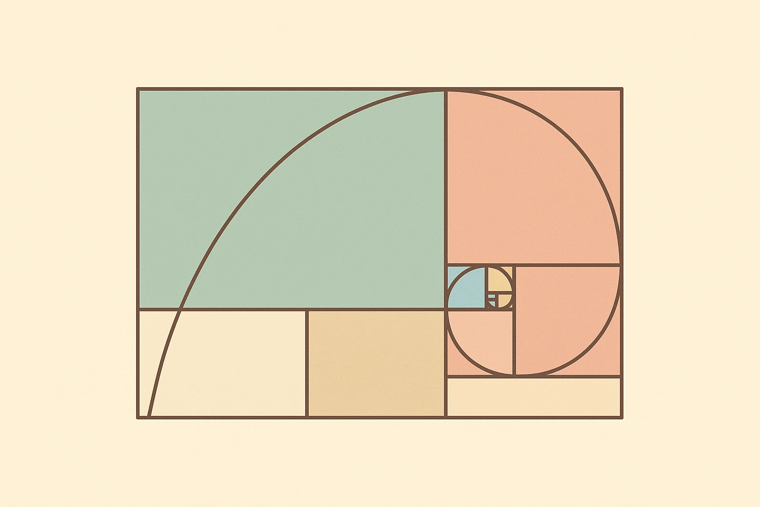 Fibonacci sequence and spiral illustration