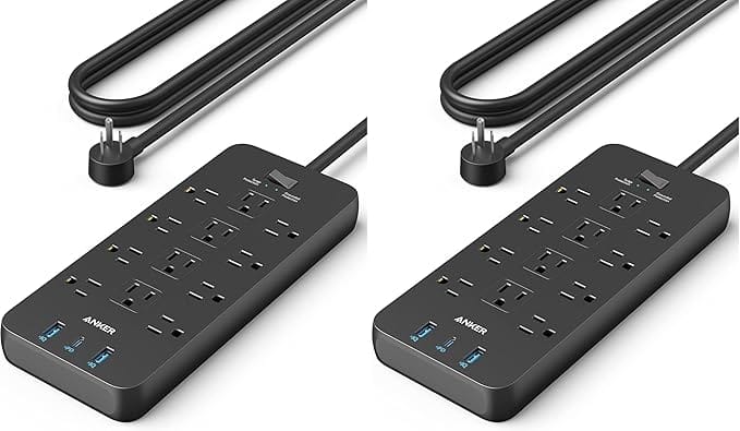 Anker 12-Outlet Surge Protector Power Strip (3 USB, 2100J)