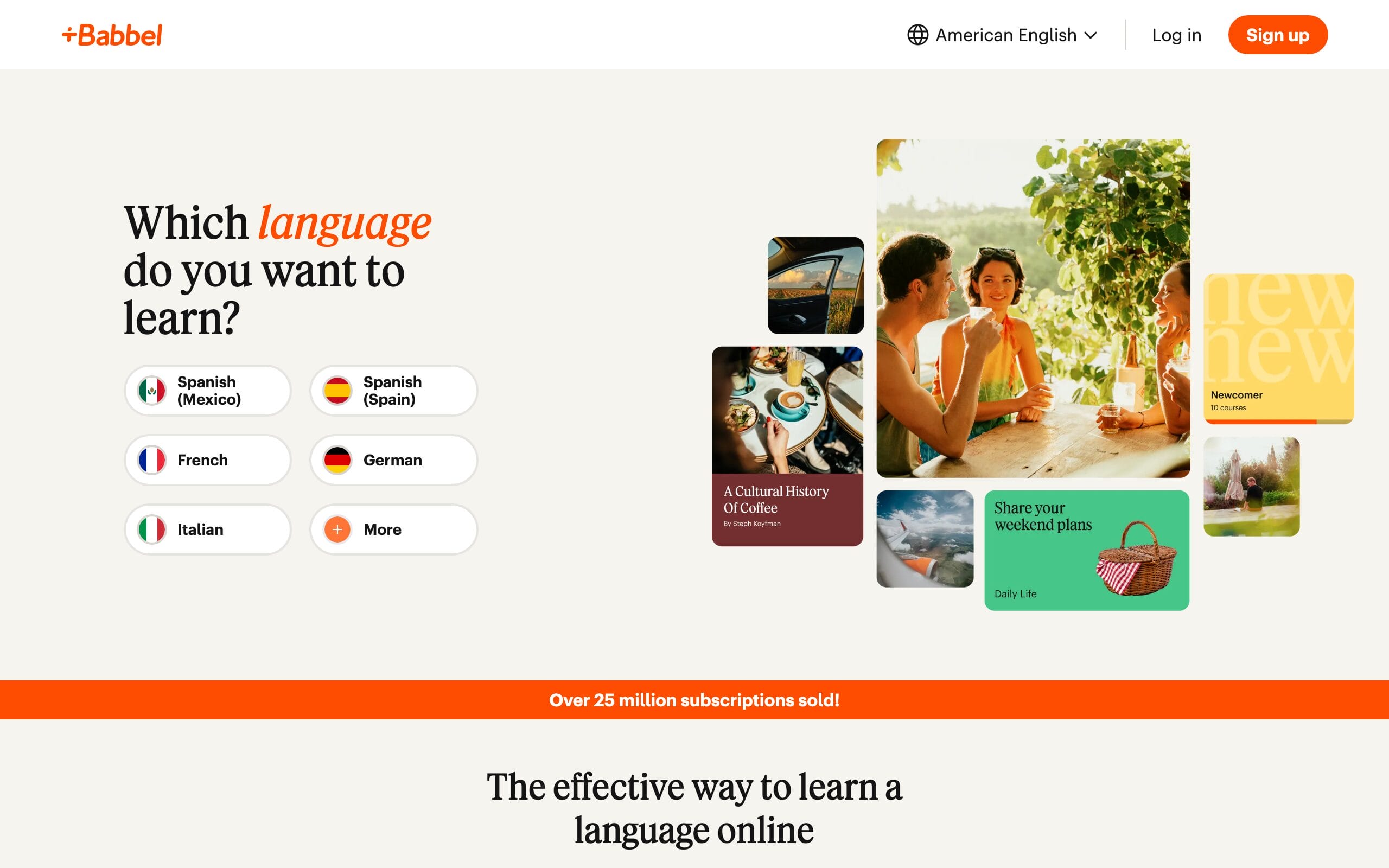 Babbel language app homepage