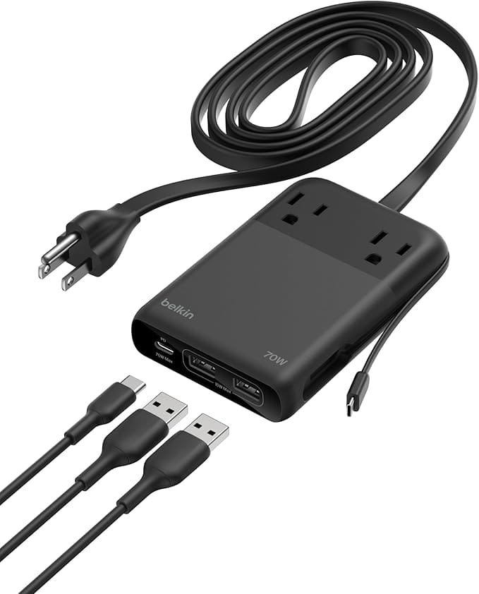 Belkin 6-in-1 Travel Power Strip (70W GaN USB-C)