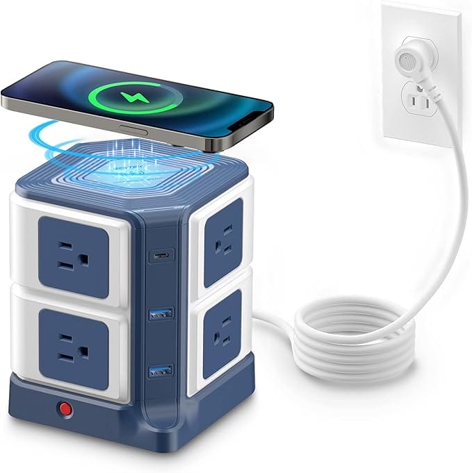 BESTEK 8-Outlet Power Strip (USB + Wireless Charger)