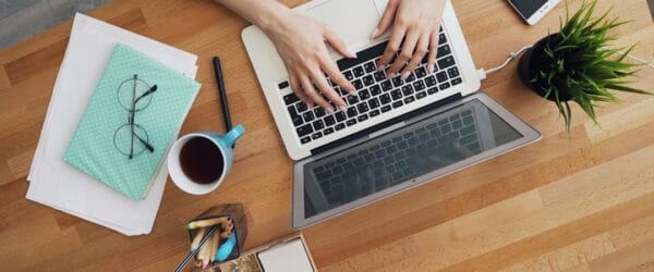 Business email setup on a laptop for professional client communication
