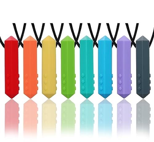 Chew Necklaces for Sensory Kids, 8 Pack Chewy Necklace Sensory Boys and...
