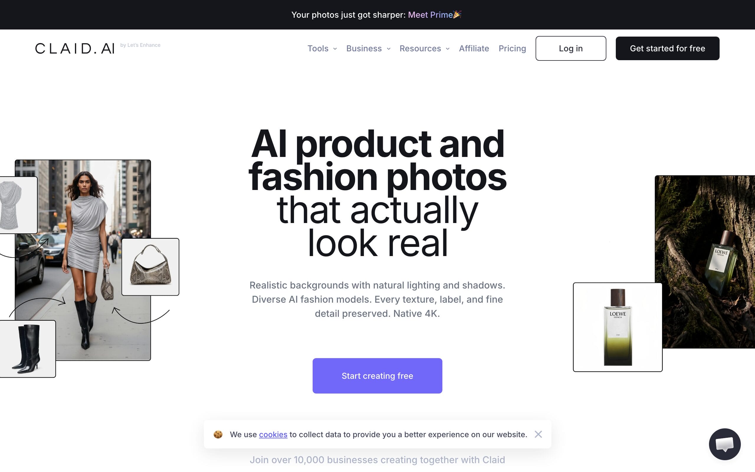 Claid.ai product photography homepage