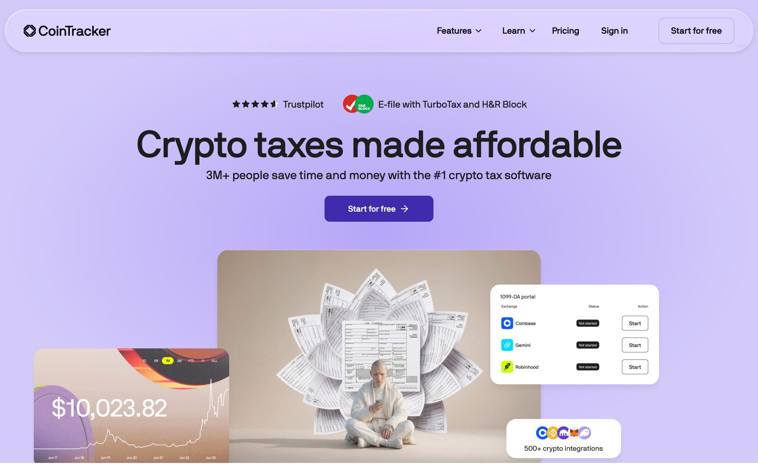 CoinTracker crypto tax software homepage
