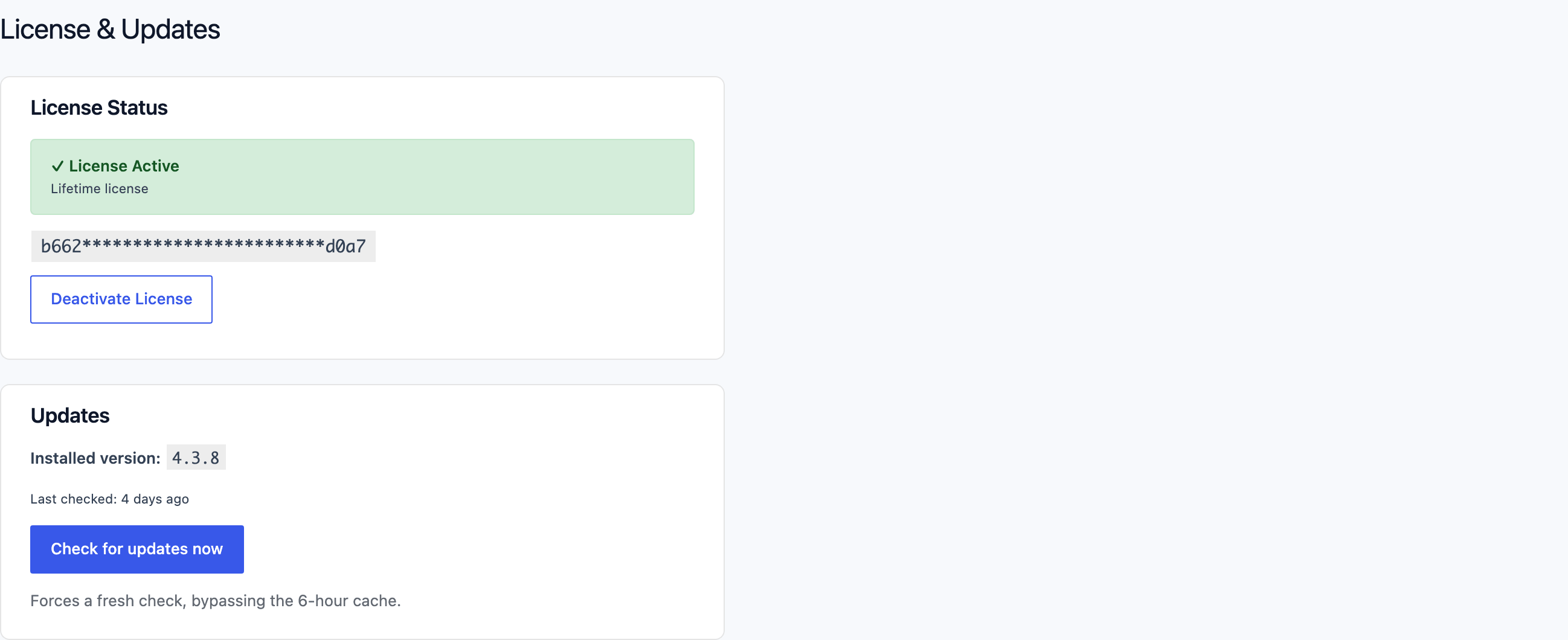 Core Forms license activation screen for automatic updates