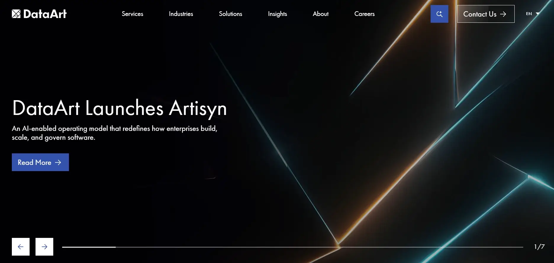 DataArt website homepage, a healthcare software development company