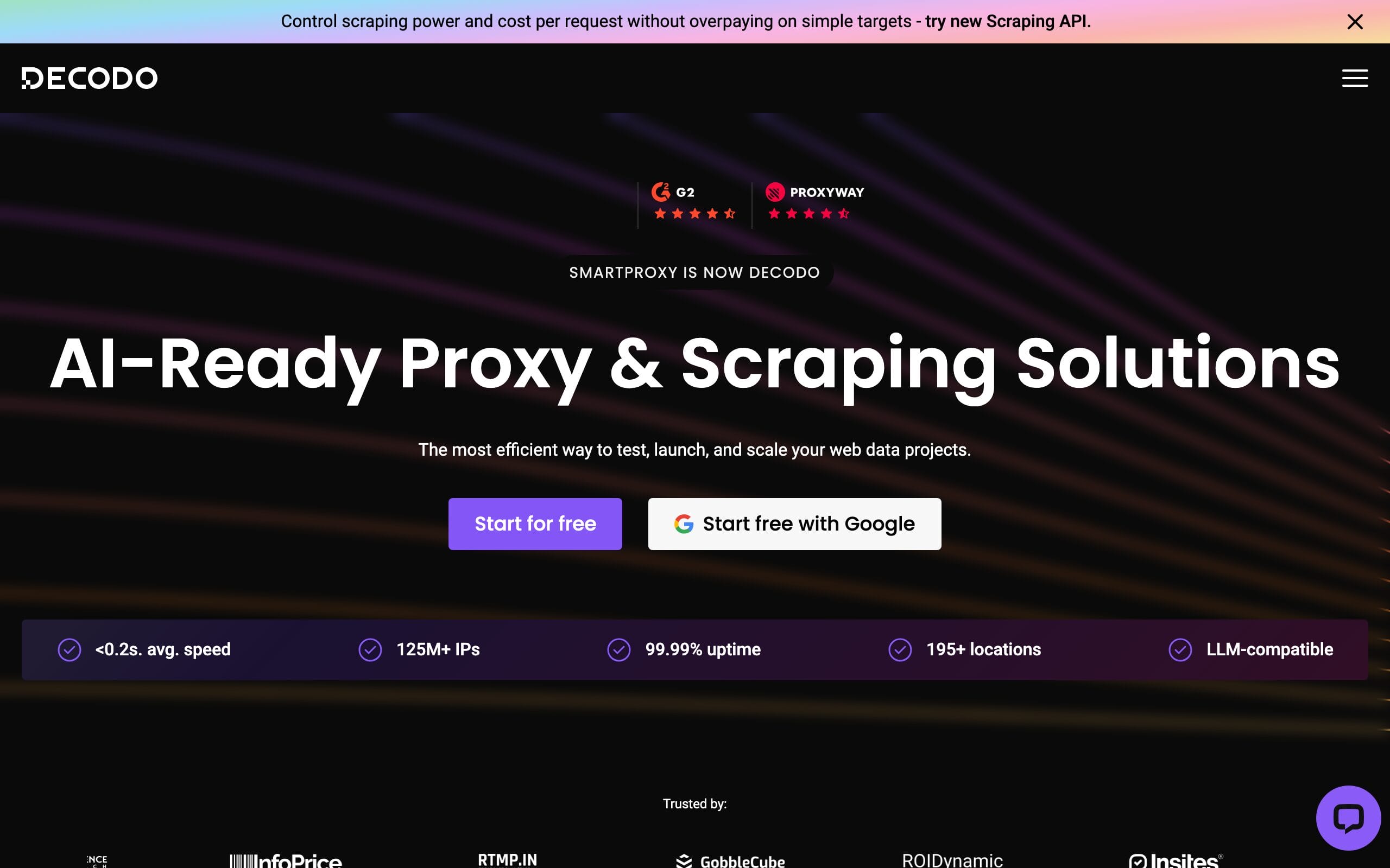 Decodo proxy service homepage