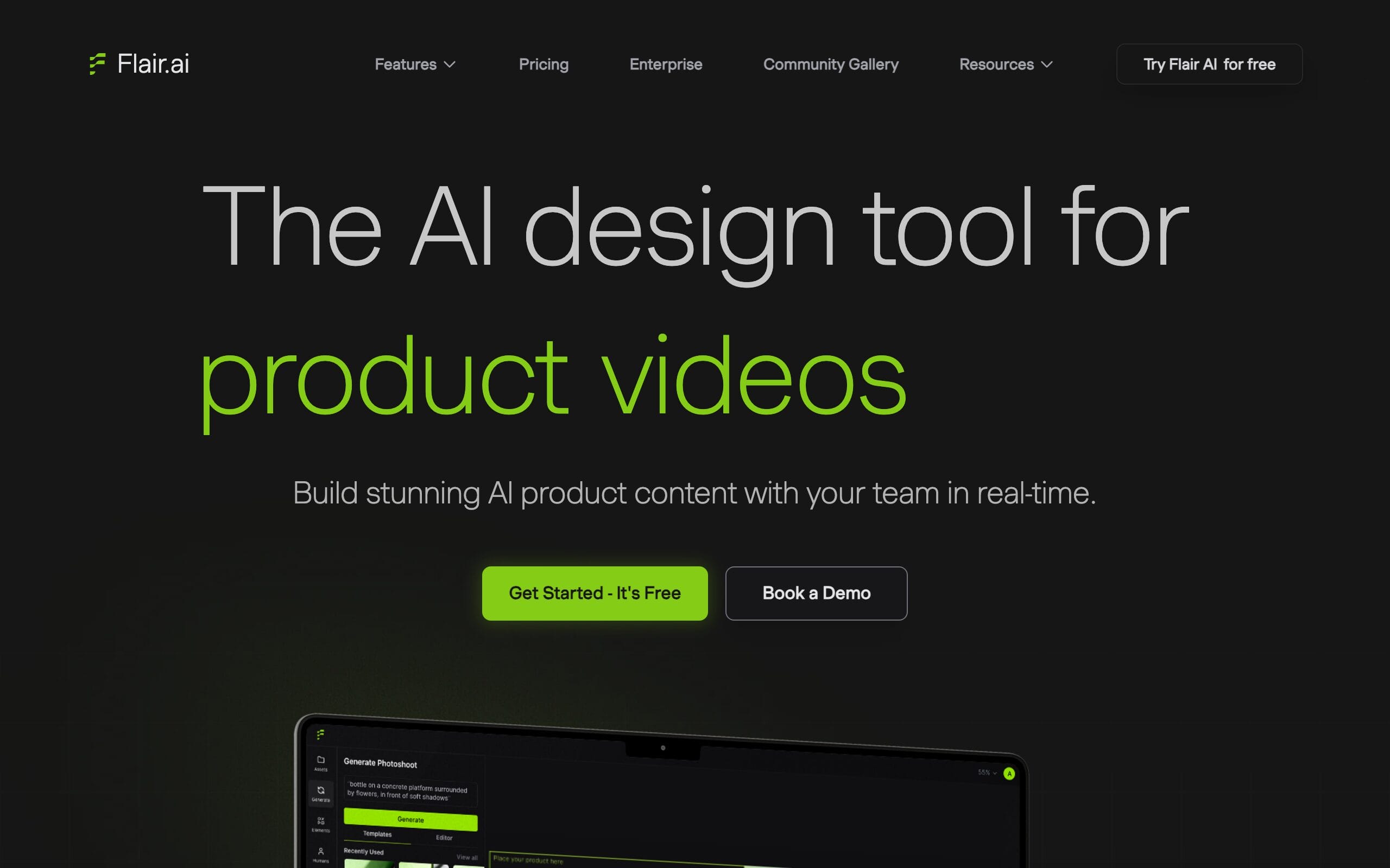 Flair AI product photography homepage