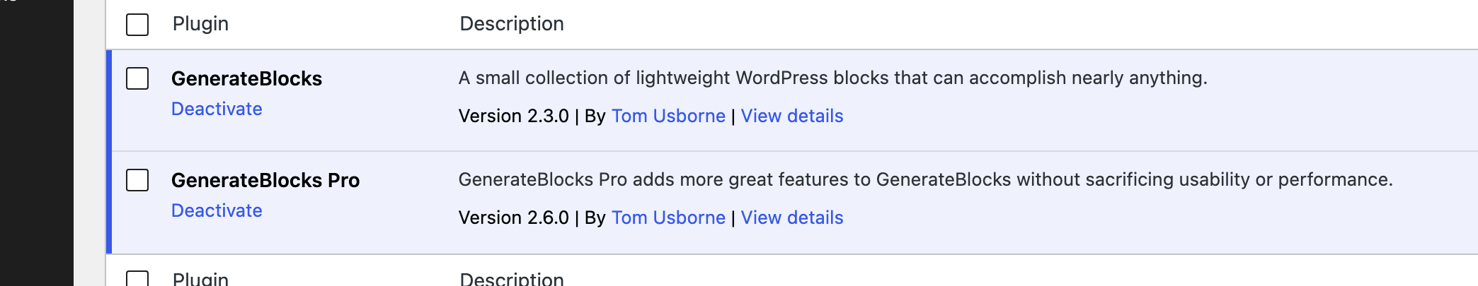 GenerateBlocks 2.3.0 and GenerateBlocks Pro 2.6.0 active by Tom Usborne