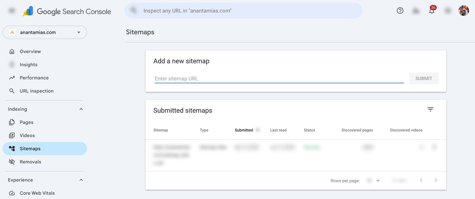 Submit a sitemap during Google Search Console setup using the Sitemaps report