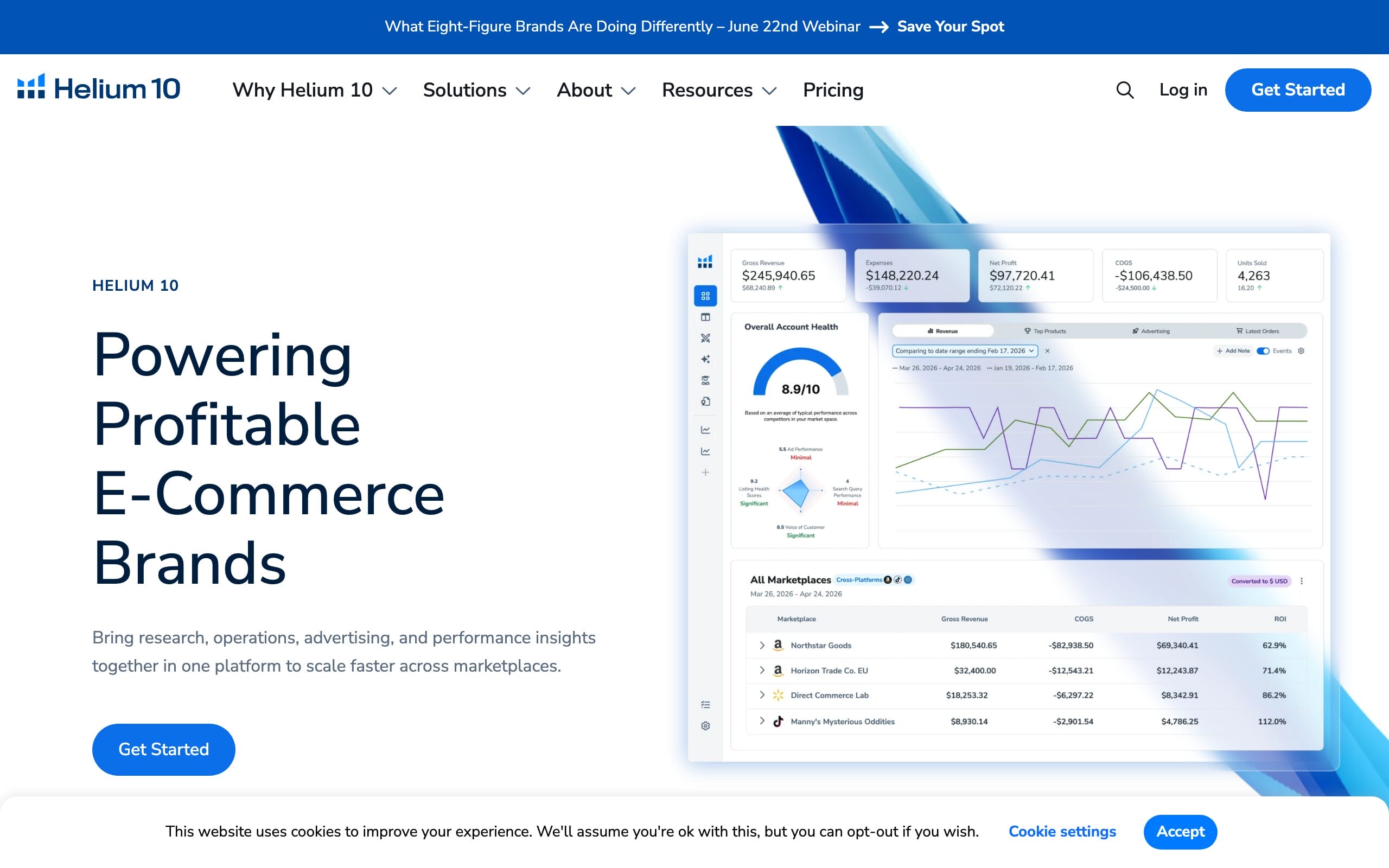 Helium 10 Amazon FBA software homepage