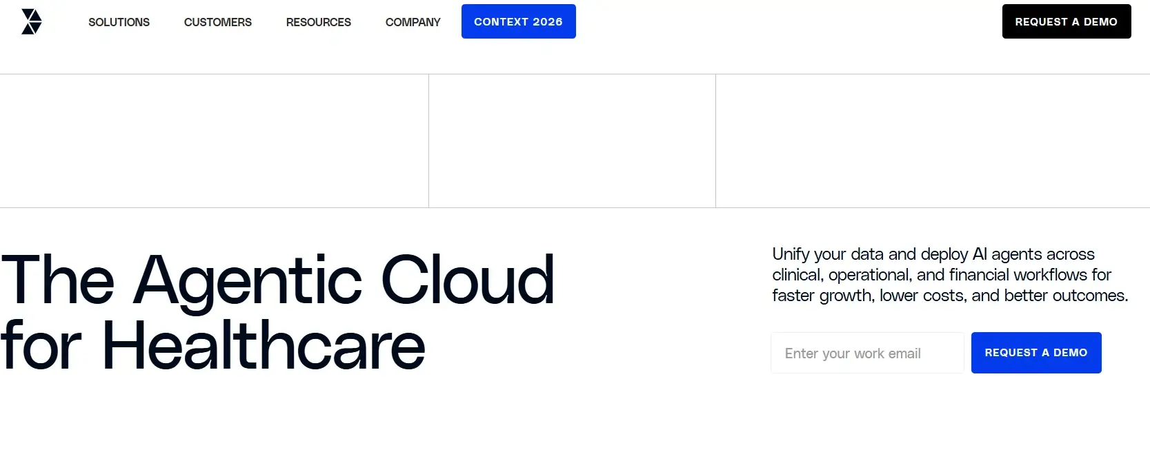 Innovaccer website homepage, the agentic cloud for healthcare