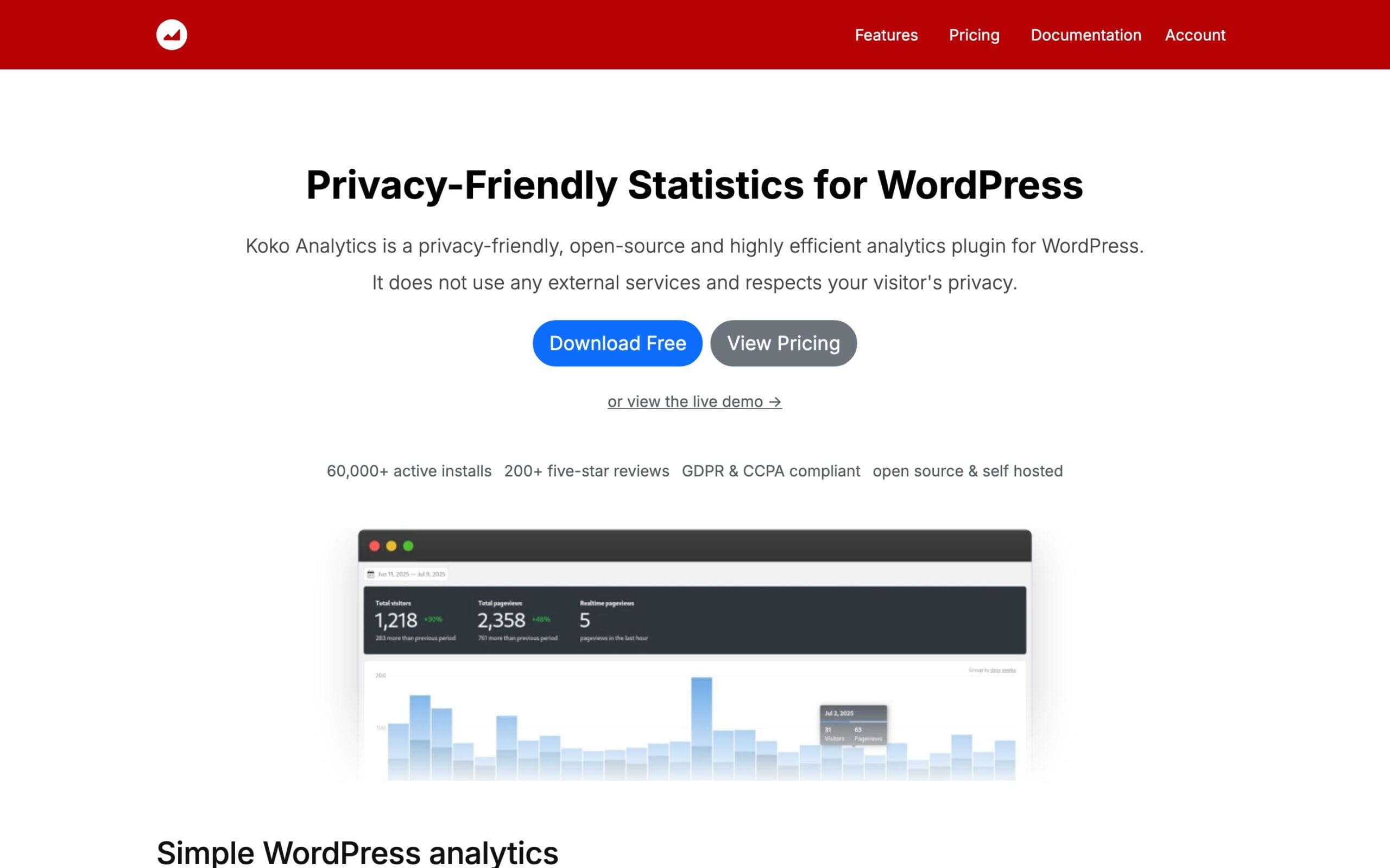 Koko Analytics, an open source privacy-friendly statistics plugin for WordPress