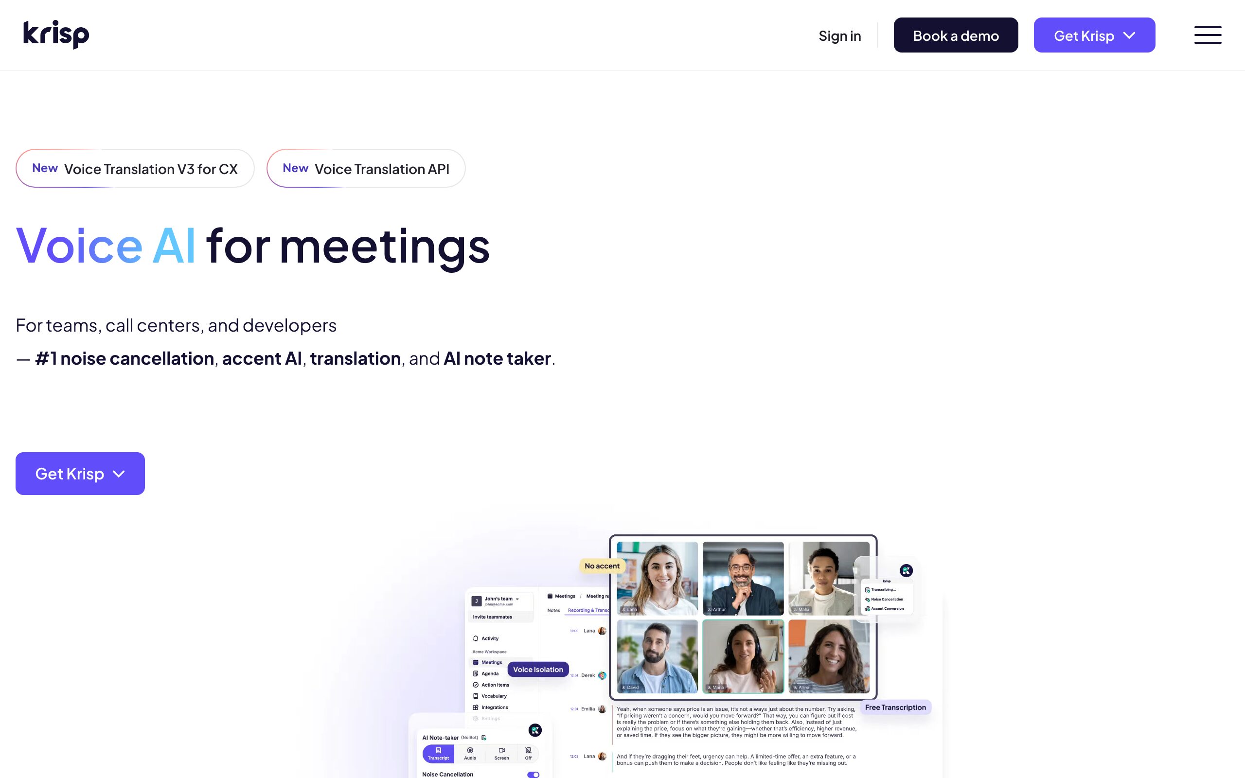Krisp AI meeting assistant