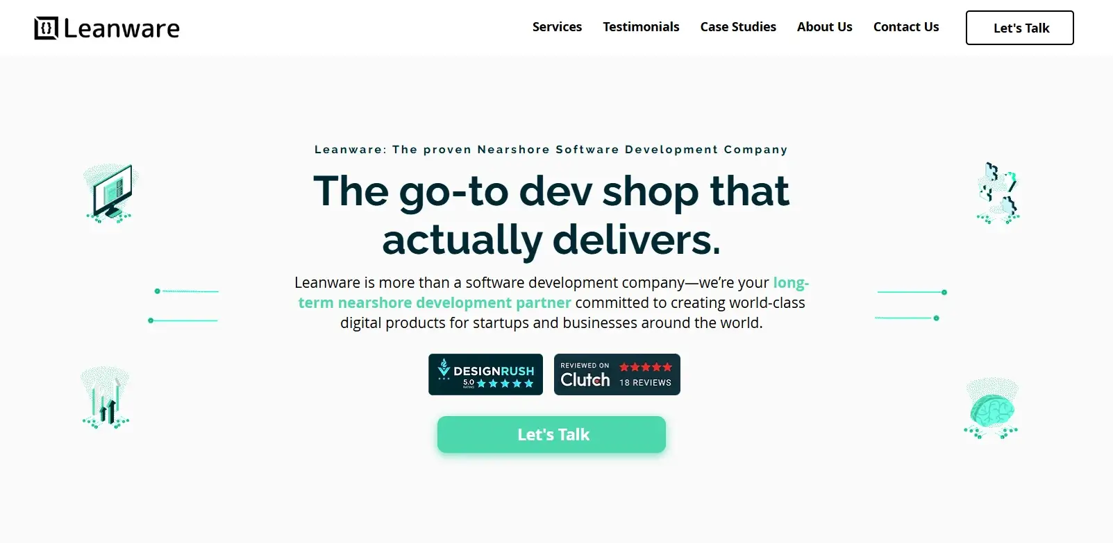 Leanware website homepage, a nearshore AI development company