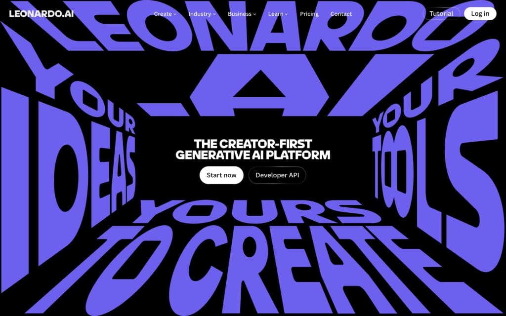 Leonardo AI image generator homepage