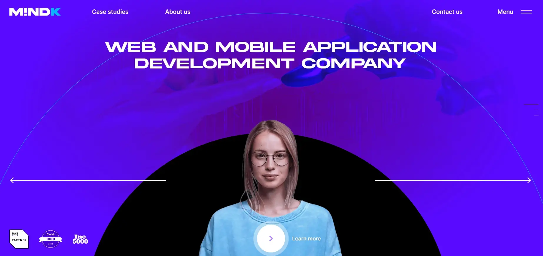 MindK website homepage, a custom AI healthcare development company