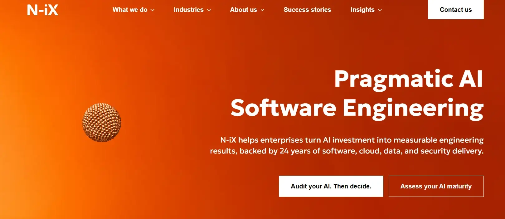 N-iX website homepage, an AI healthcare solutions development services provider