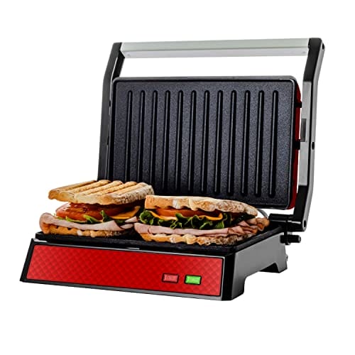 OVENTE Electric Panini Press Sandwich Maker with Non-Stick Coated Plates,...