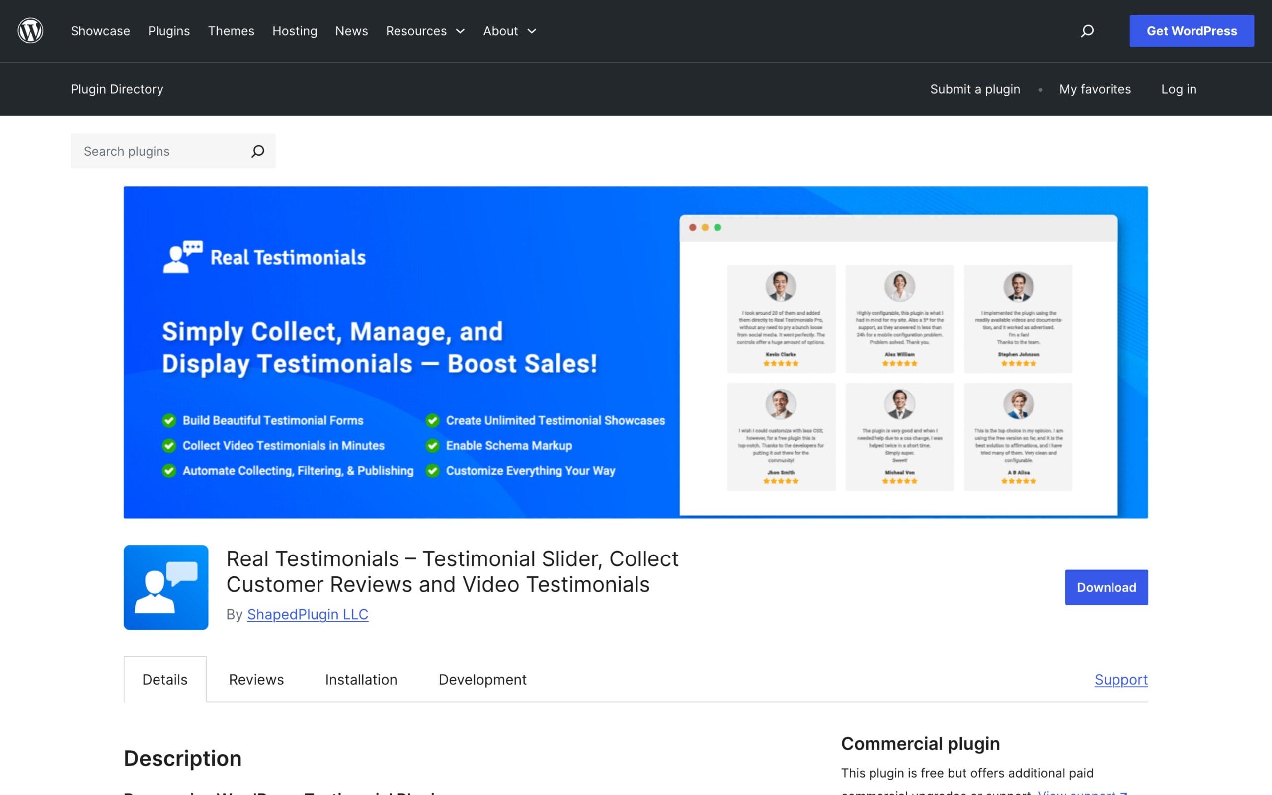 Real Testimonials plugin by ShapedPlugin for video testimonials and schema markup