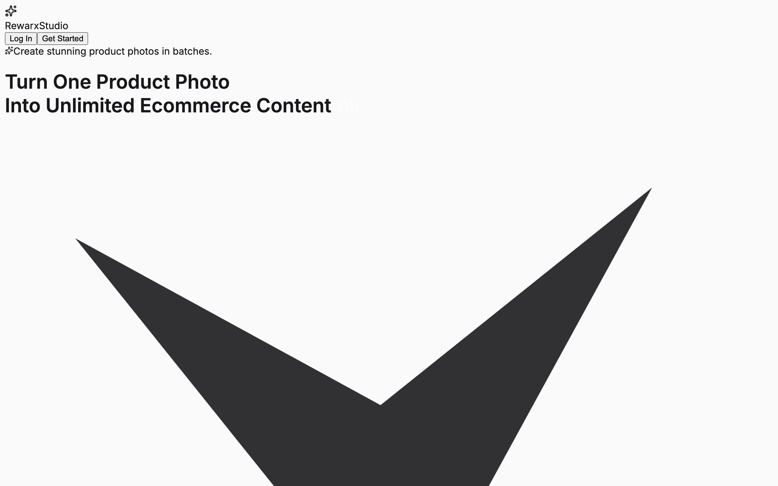 Rewarx AI product photography homepage