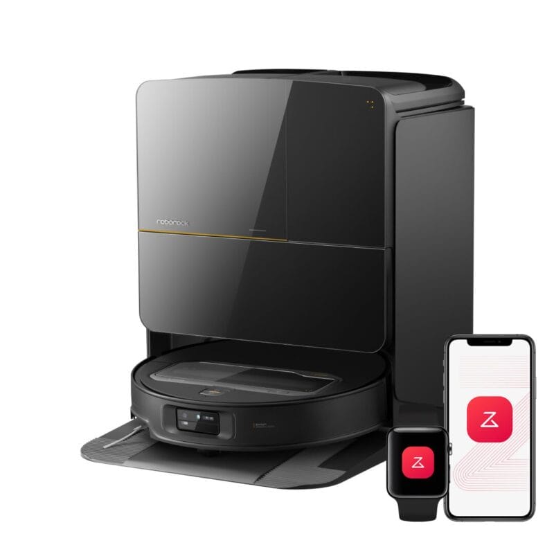 Roborock Saros Z70 robot vacuum with robotic arm and dock