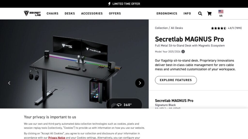 Secretlab MAGNUS Pro full-metal standing desk