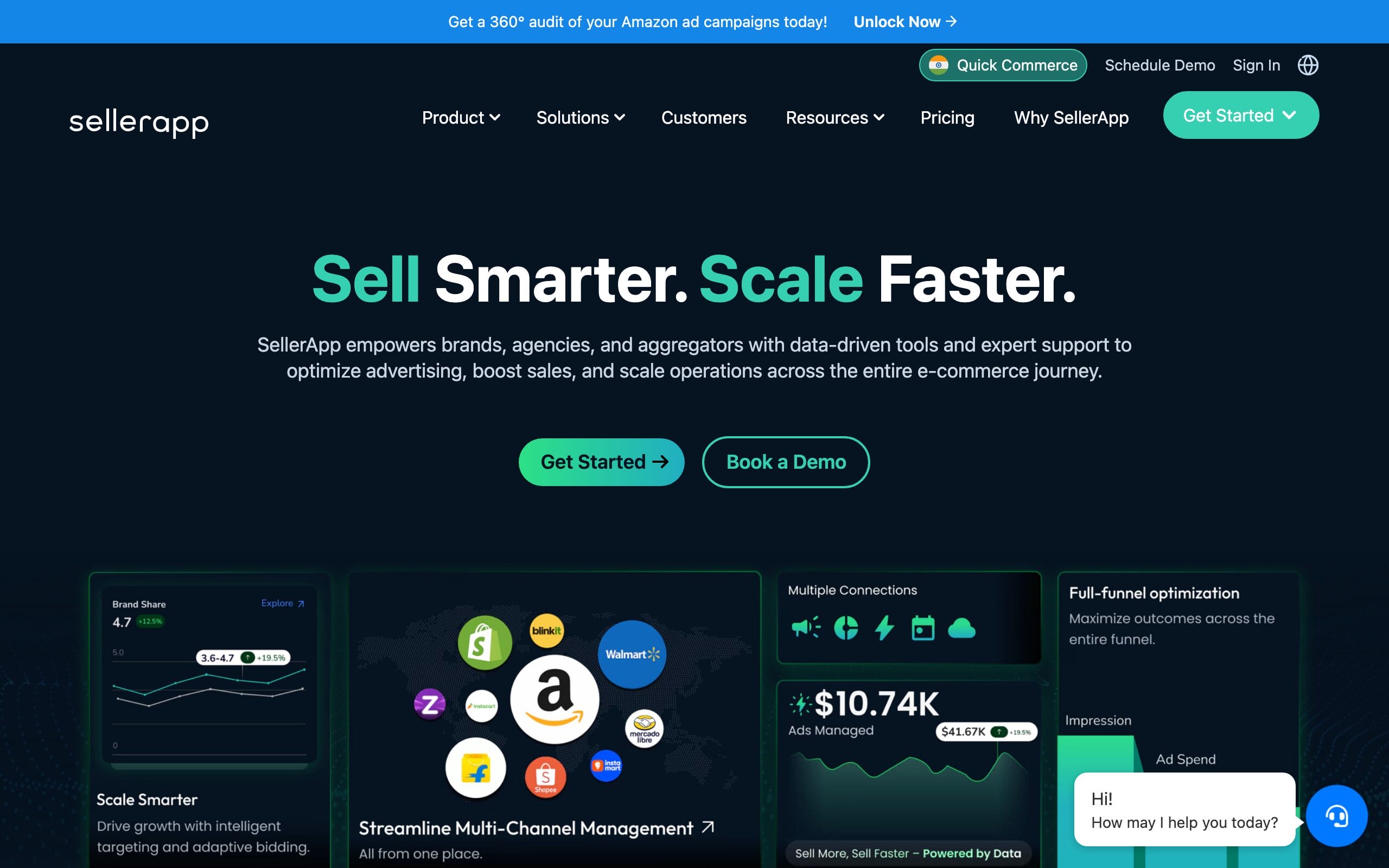 SellerApp Amazon software homepage