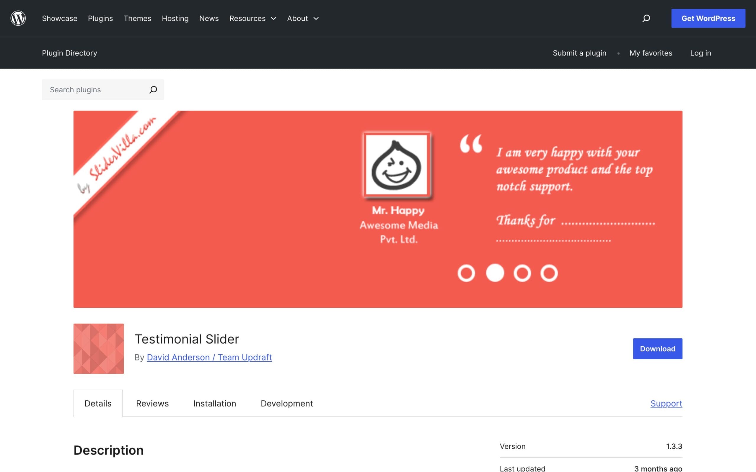 Testimonial Slider, a lightweight free WordPress testimonial plugin