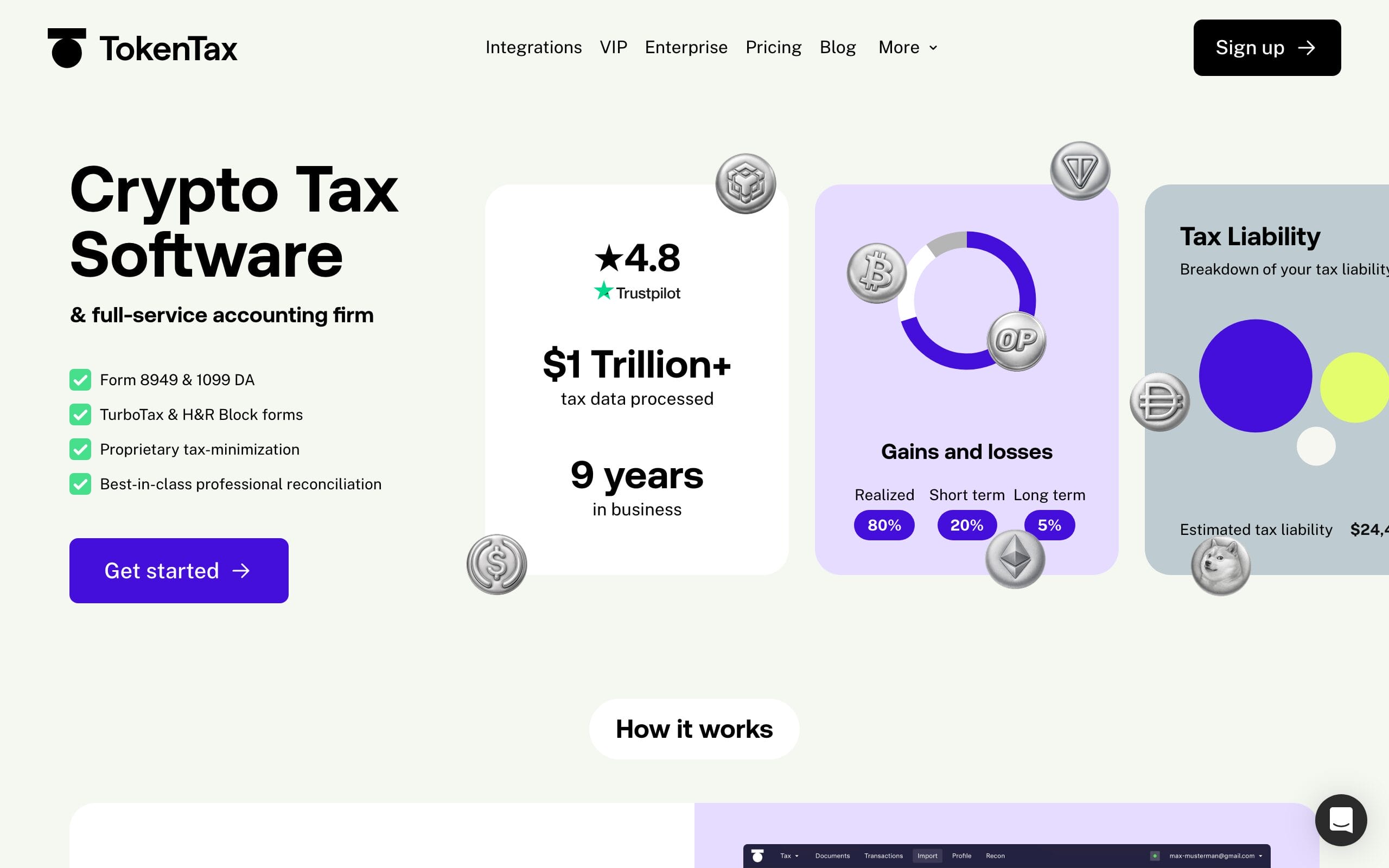 TokenTax crypto tax software homepage