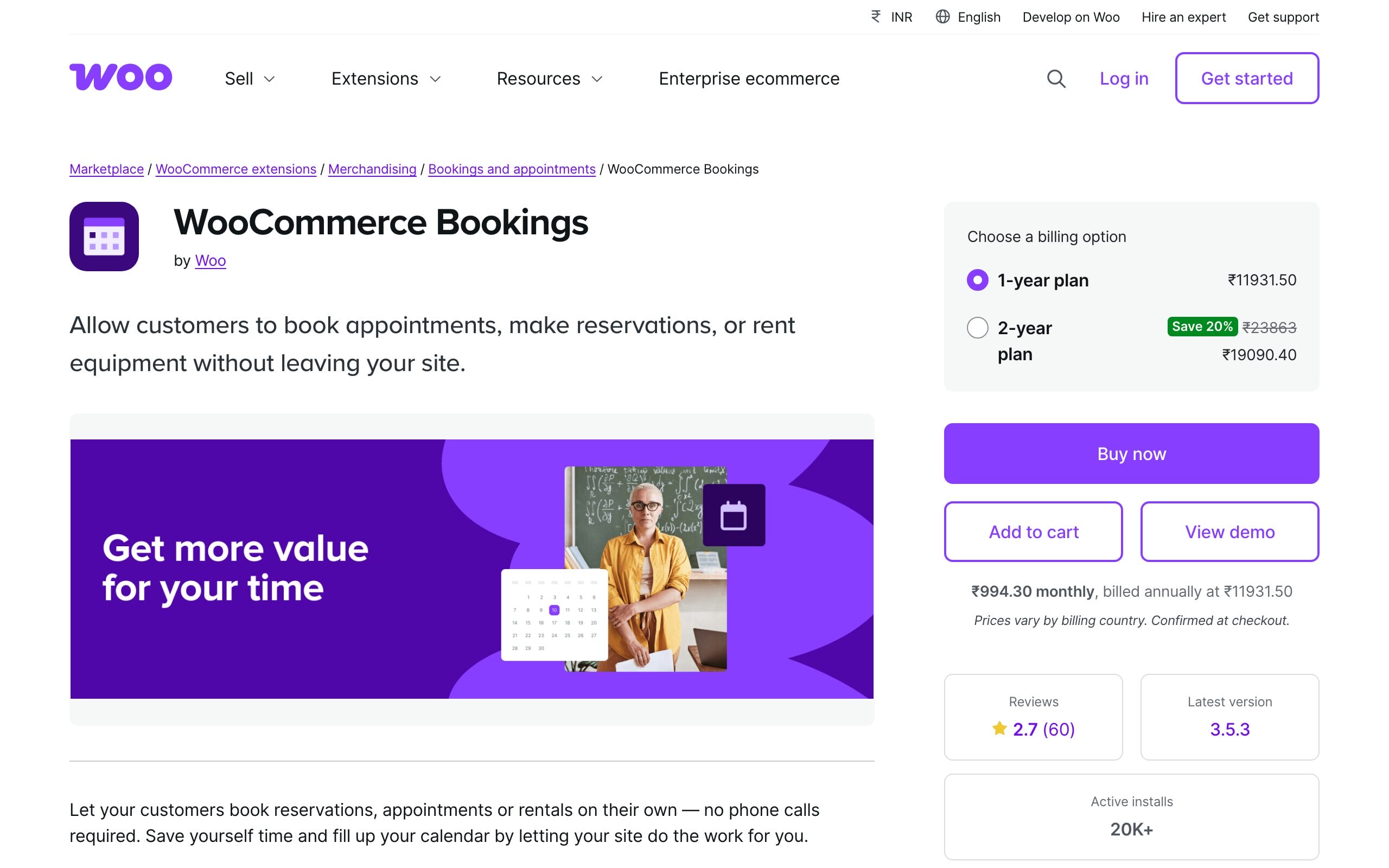 WooCommerce Bookings WordPress booking plugin