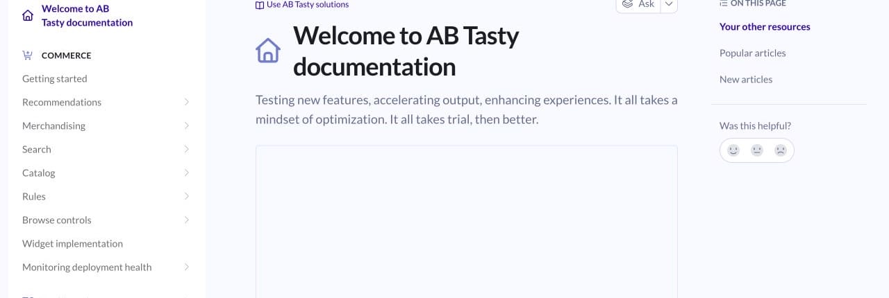 AB Tasty official documentation for web experimentation, personalization, and feature rollout