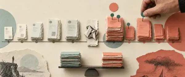 Accounts receivable aging report shown as invoices arranged on a due-date timeline with action markers