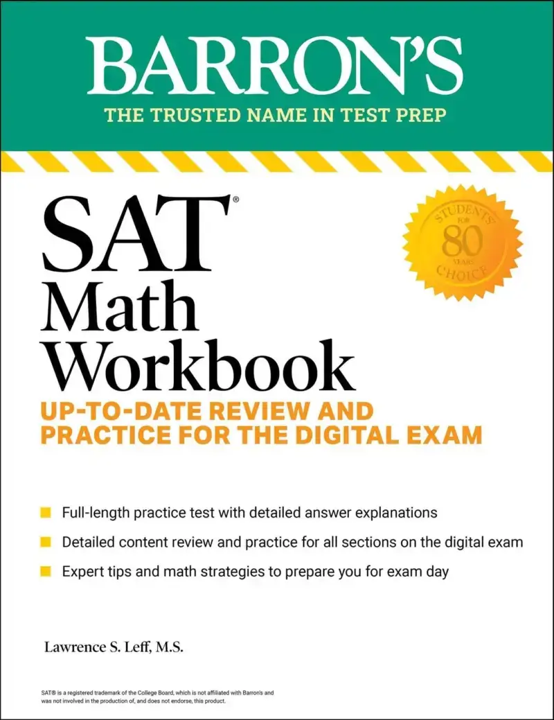 SAT Math Workbook, recommended for students who need focused digital-SAT math practice