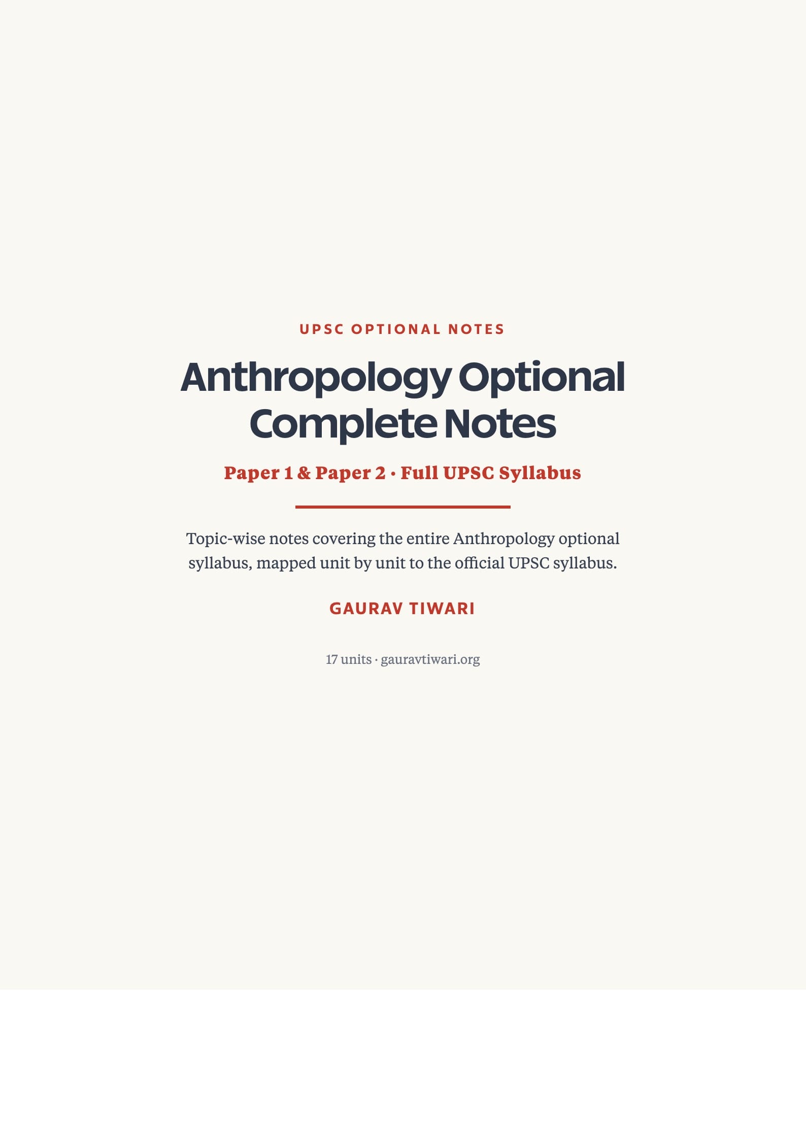 Anthropology Optional Notes (Free PDF) — Complete Topic-Wise Notes for UPSC