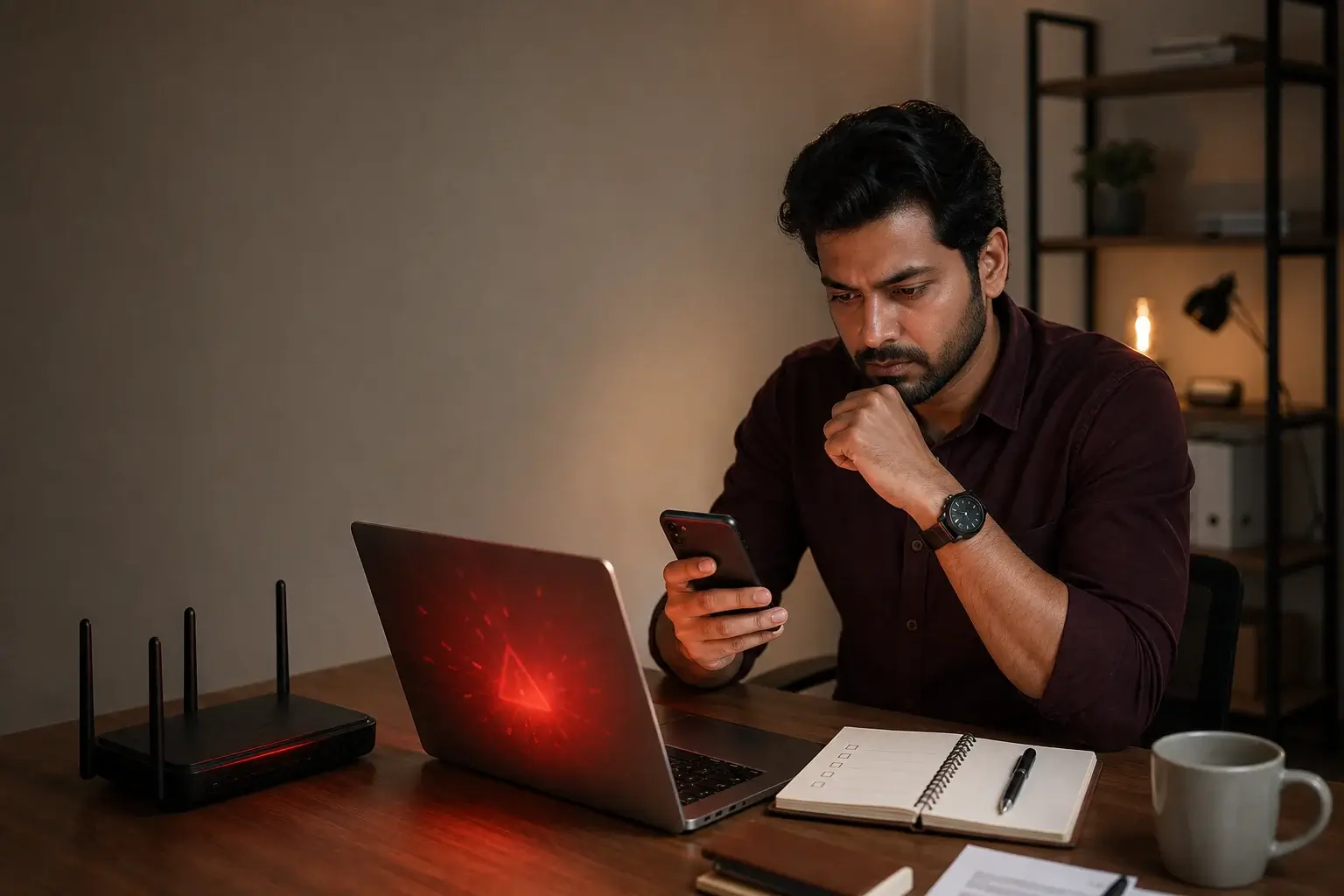 Business owner following a recovery plan after being hacked