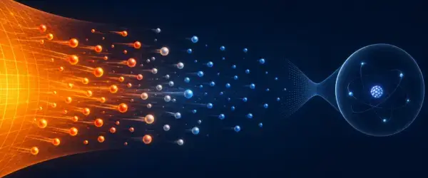 Thermal particle motion connecting temperature with microscopic energy.