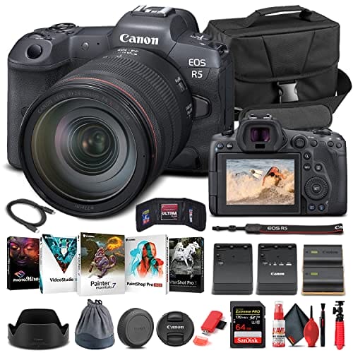 Canon EOS R5 mirrorless camera with 24-105mm lens