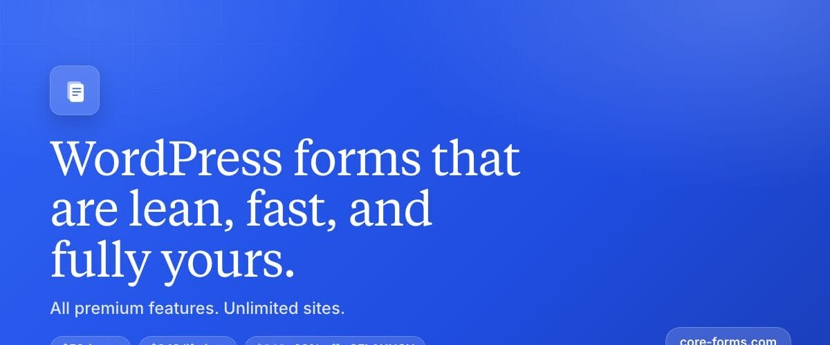 Core Forms WordPress form plugin