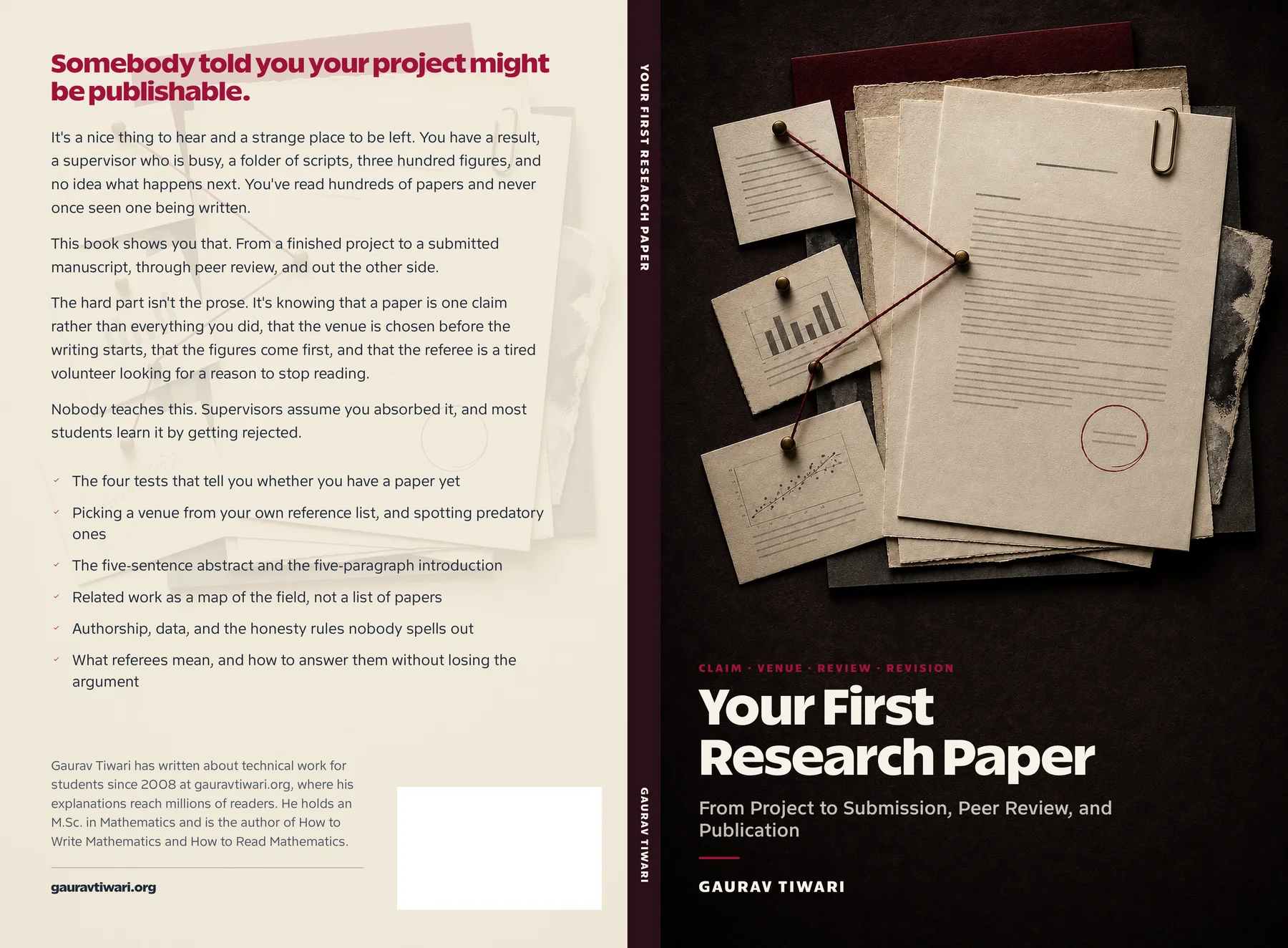 Your First Research Paper full paperback cover with back, spine, and front