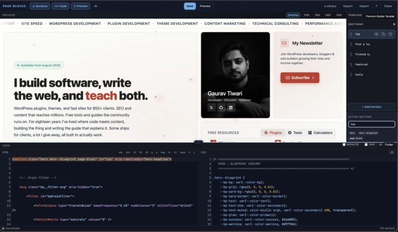 GT Page Blocks Builder