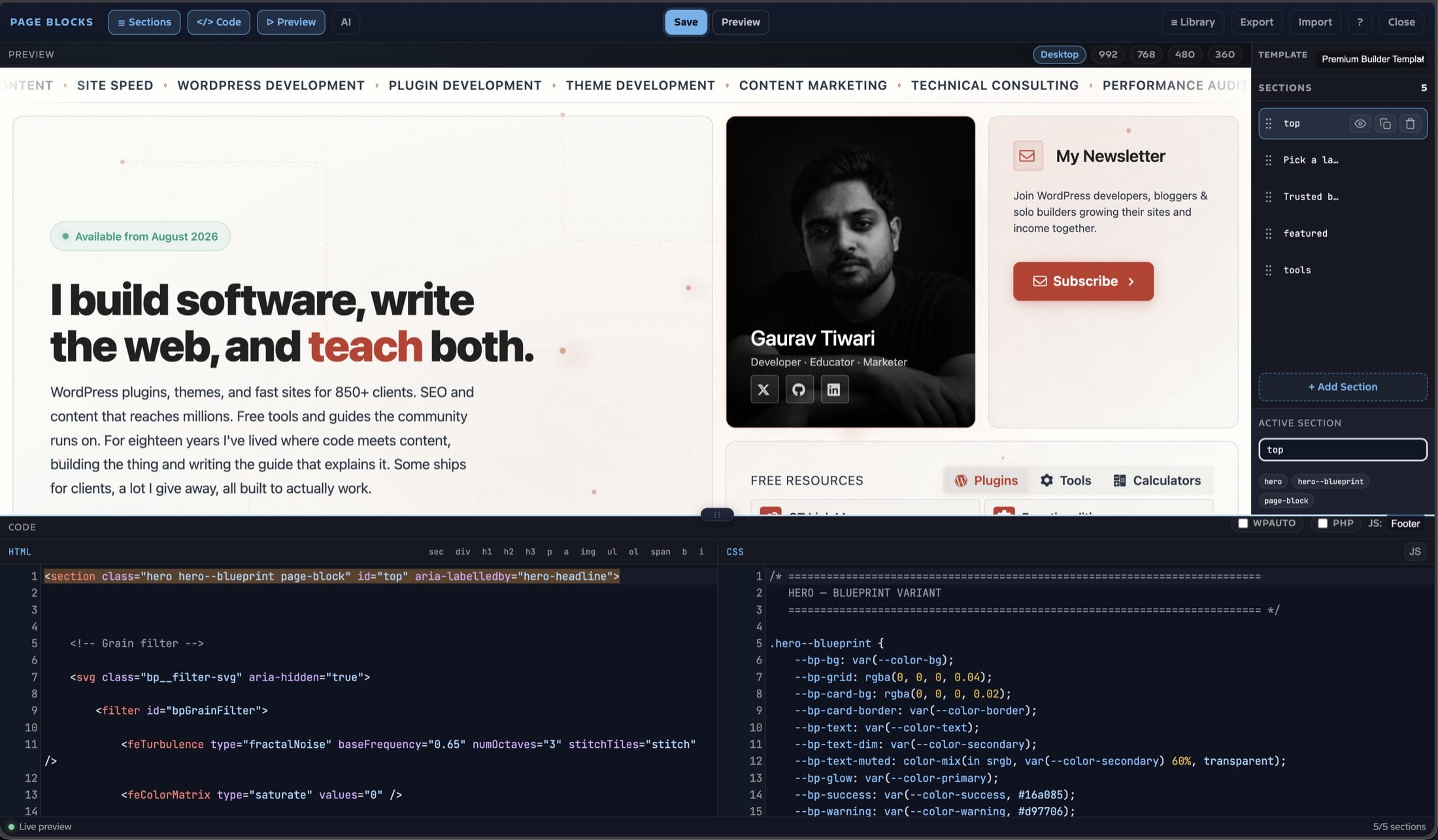 GT Page Blocks Builder