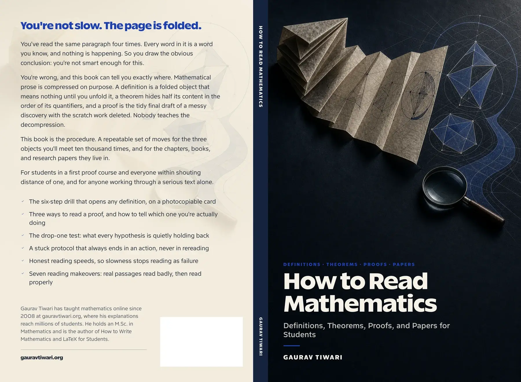 How to Read Mathematics full paperback cover with back, spine, and front