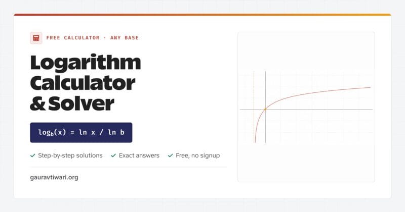 Logarithm calculator and solver for any base with change-of-base steps