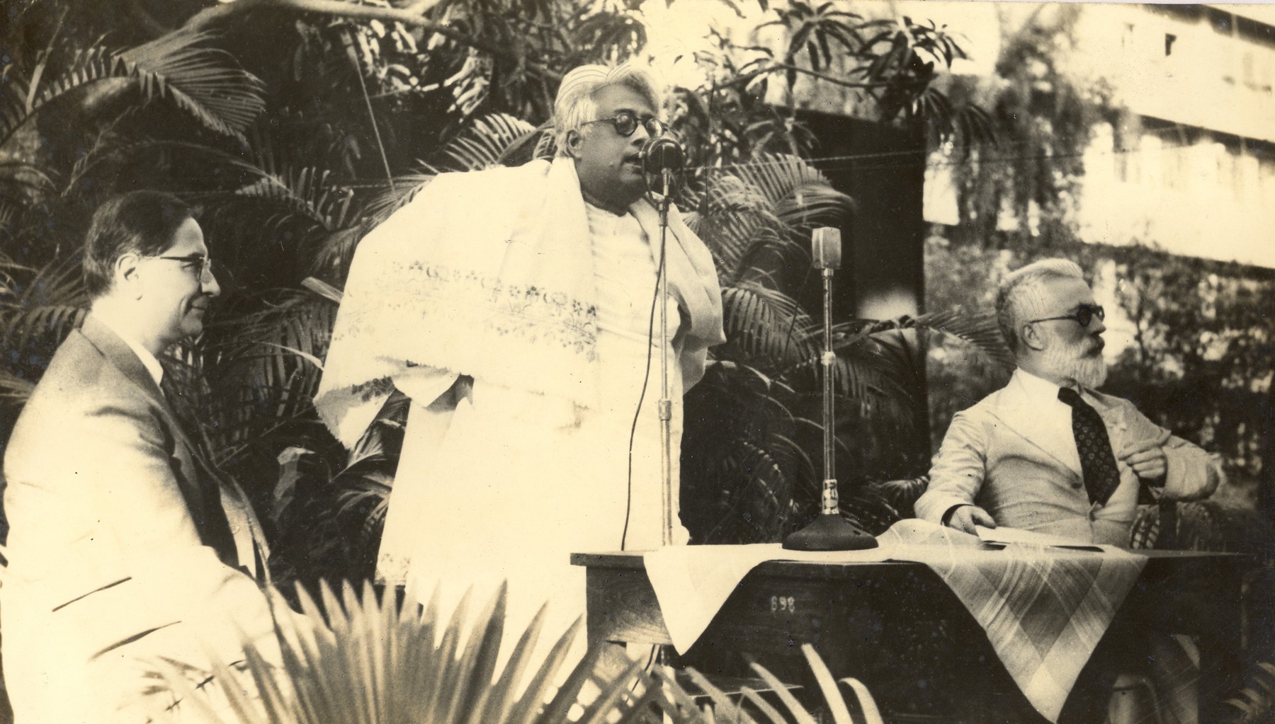 P C Mahalanobis, Satyendra Nath Bose, and Ronald Fisher together in 1955