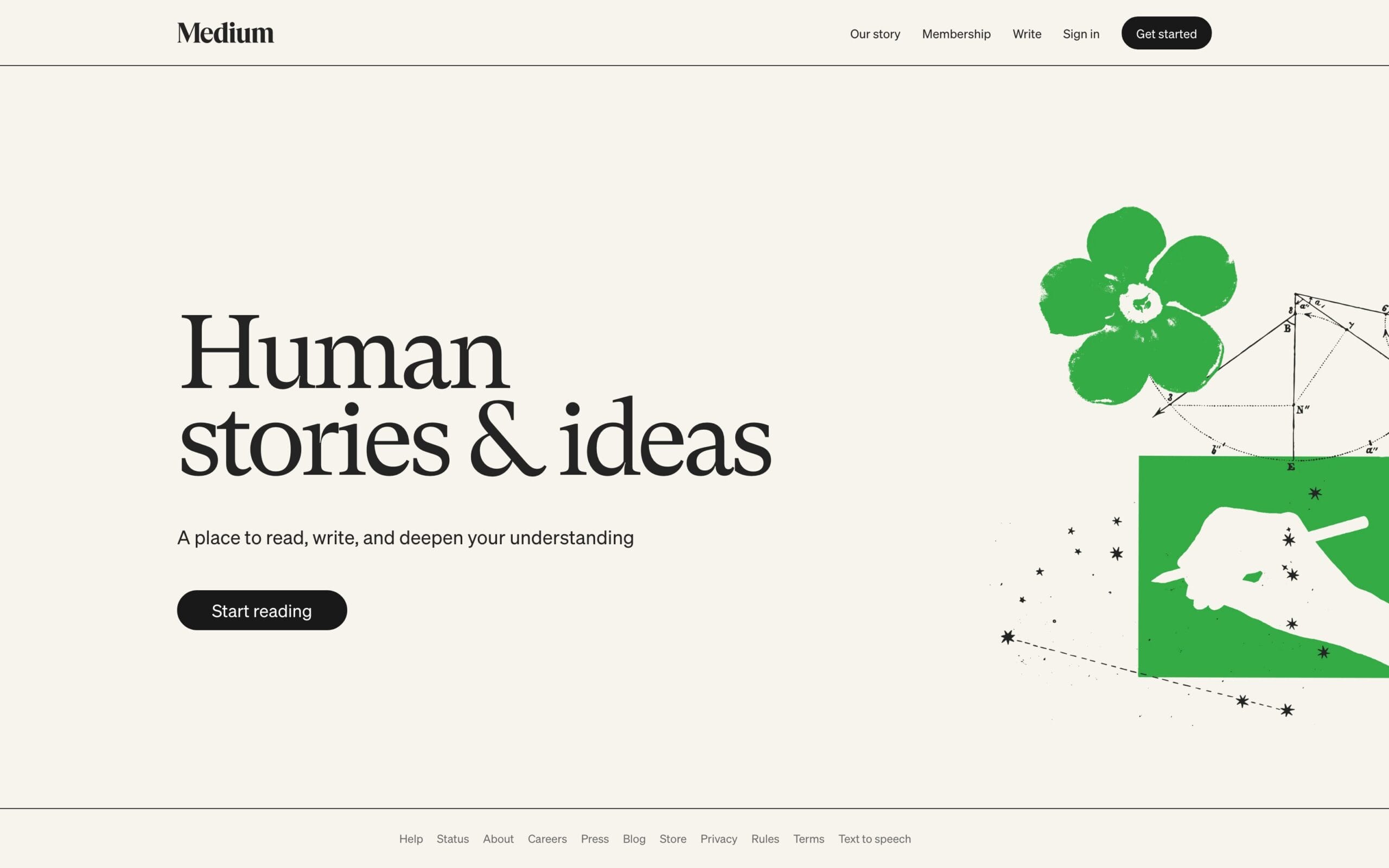 Medium (90 seconds) homepage screenshot