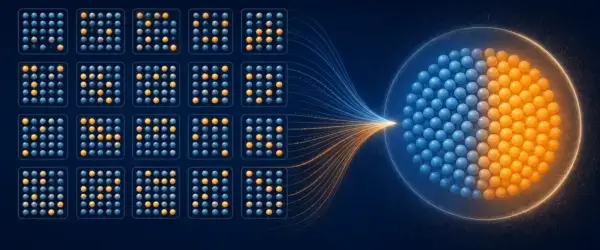 Many microscopic particle arrangements corresponding to one macrostate.